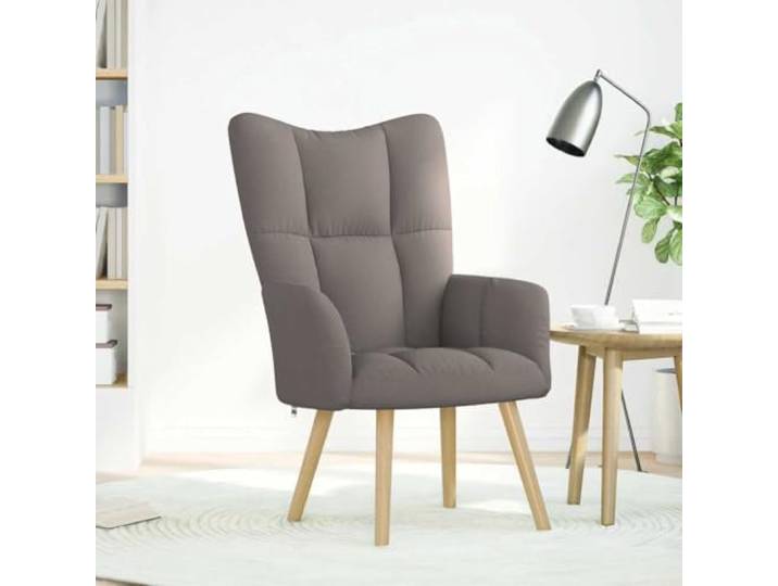 Relaxsessel Taupe aus Polyestergewebe mit Holz- und Metallrahmen Dick gepolsterte Armlehnen, Holz- und Metallrahmen, für Wohnzimmer, Esszimmer, Restaurant