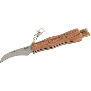 Herbertz Pilzmesser 000158, klappbar, mit Bürste, 420er AISI-Stahl, mit Rosenholzgriff und Lineal