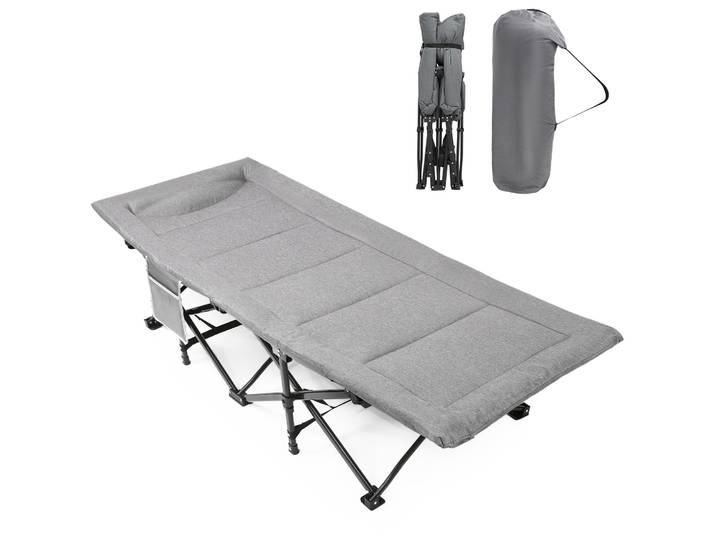 Lit de camping pliable portable, chaise longue de repos, pour la pêche en plein air, le camping, la terrasse, la piscine, l'intérieur et l'extérieur.