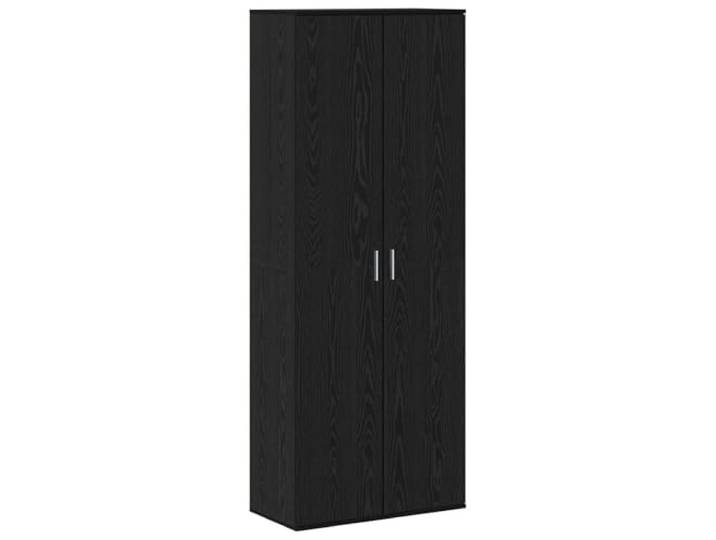 NKOPPFG Highboard 70 x 33,5 x 180 cm Holzwerkstoff Schwarz Eichen-Optik Wandnahe rechteckige Bauweise, offene Regale, unterteilte Fächer, Scharniertüren, Wohnzimmer, Esszimmer