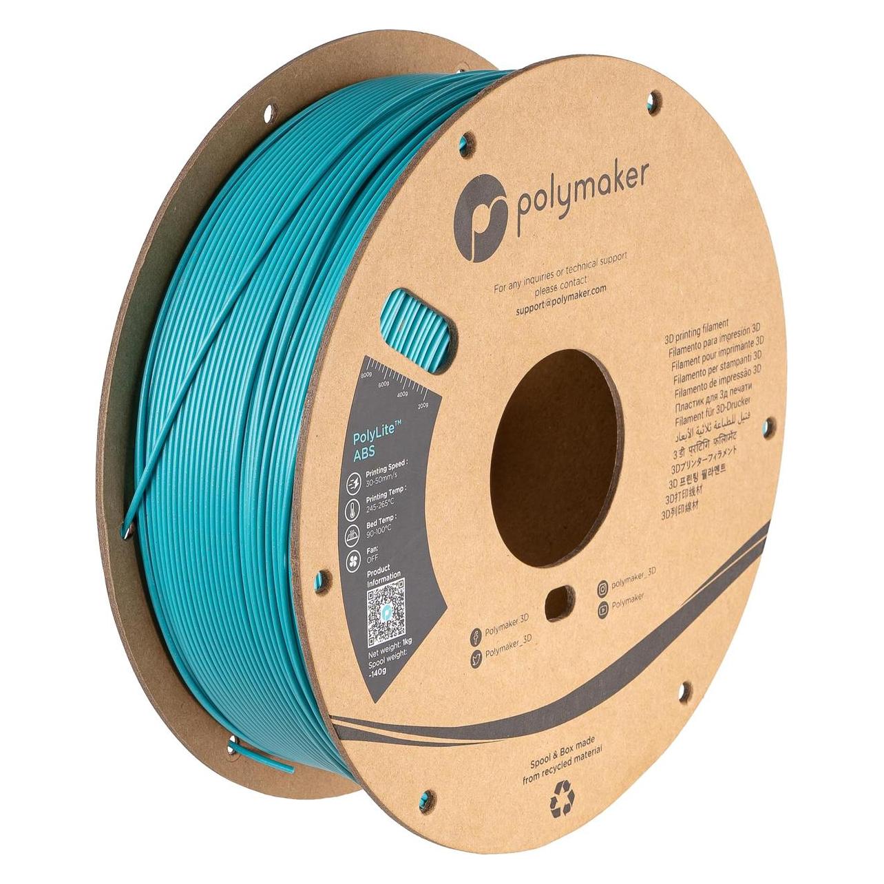 Polymaker PolyLite ASA Türkisblau 1,75 mm 1000 g (ASA, 1000 g, 1.75 mm) (PF01029)