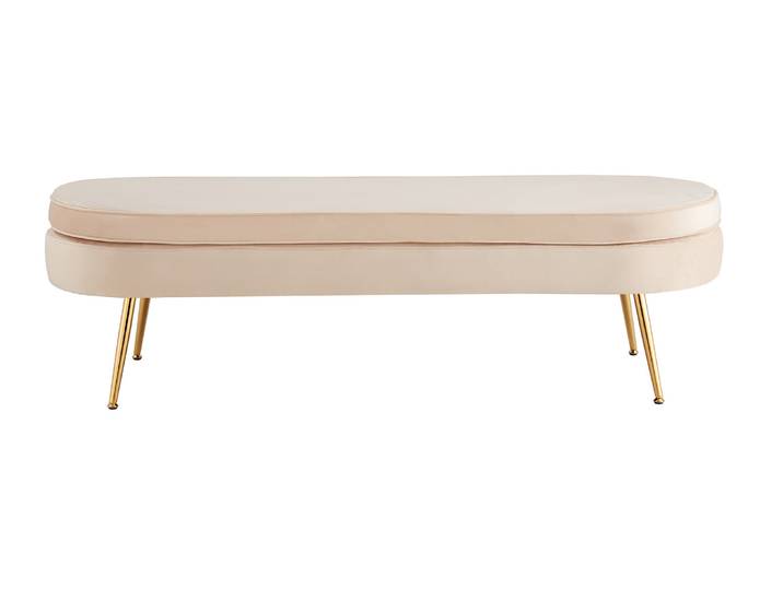 SalesFever Sitzpouf oval lang aus Samt Metallgestell Gold