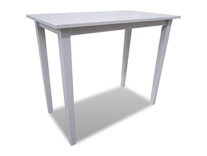 Fisinber Bartisch Weiß 110x60x90,8 cm Schlanker Stehtisch aus Holz Vielseitiger Konsolentisch für Küche und Flur mit pflegeleichter Echtholz-Furnierplatte und Beinen aus Gummibaumholz.