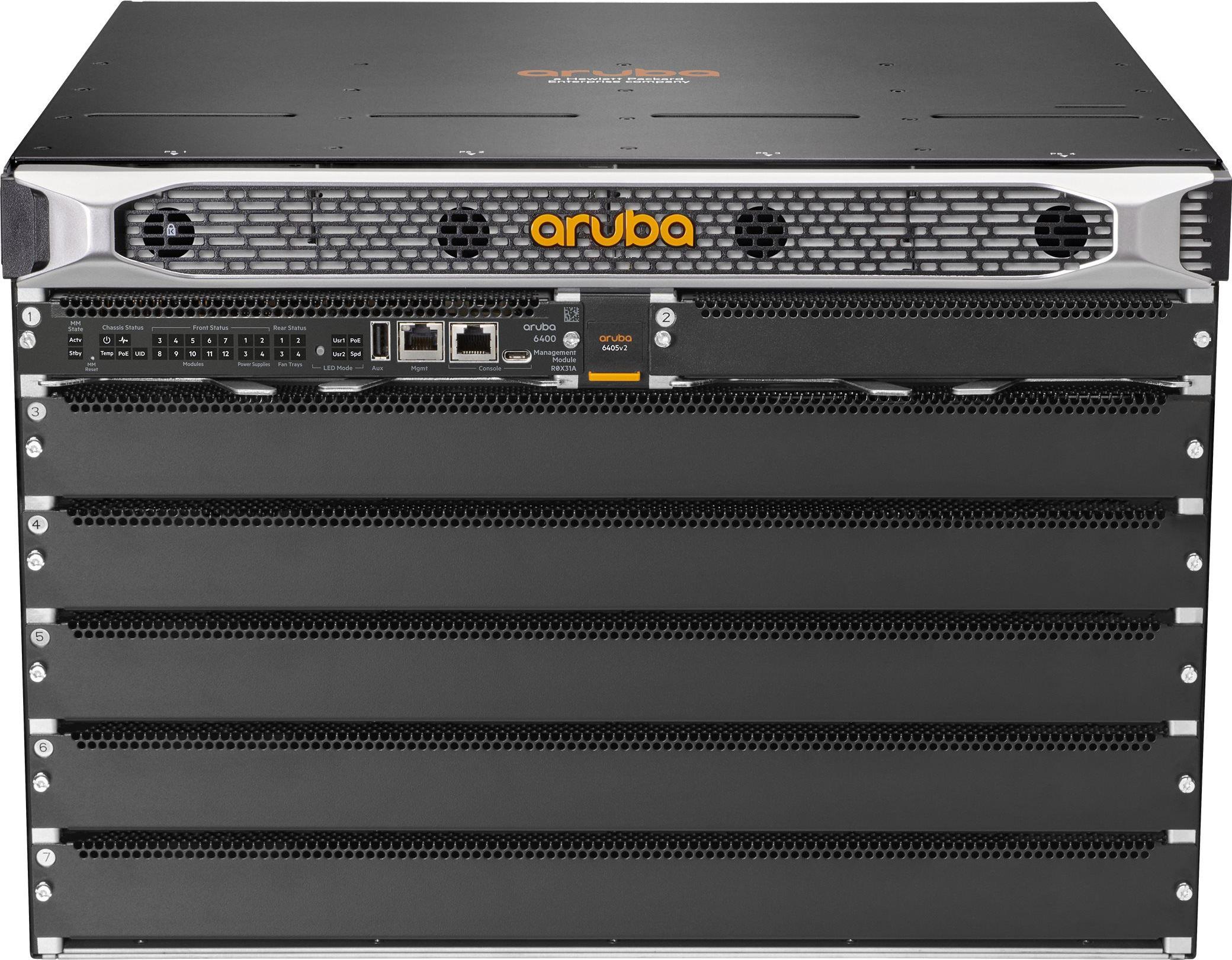HPE Aruba Networking CX 6405 v2 Switch, Managed, Power over Ethernet (PoE), Rack-Einbau, 7U