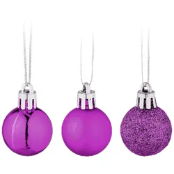 Relaxdays Weihnachtskugeln im 96er Set, glitzernde, matte & glänzende Baumkugeln, Weihnachtsbaumdeko, Kunststoff, pink