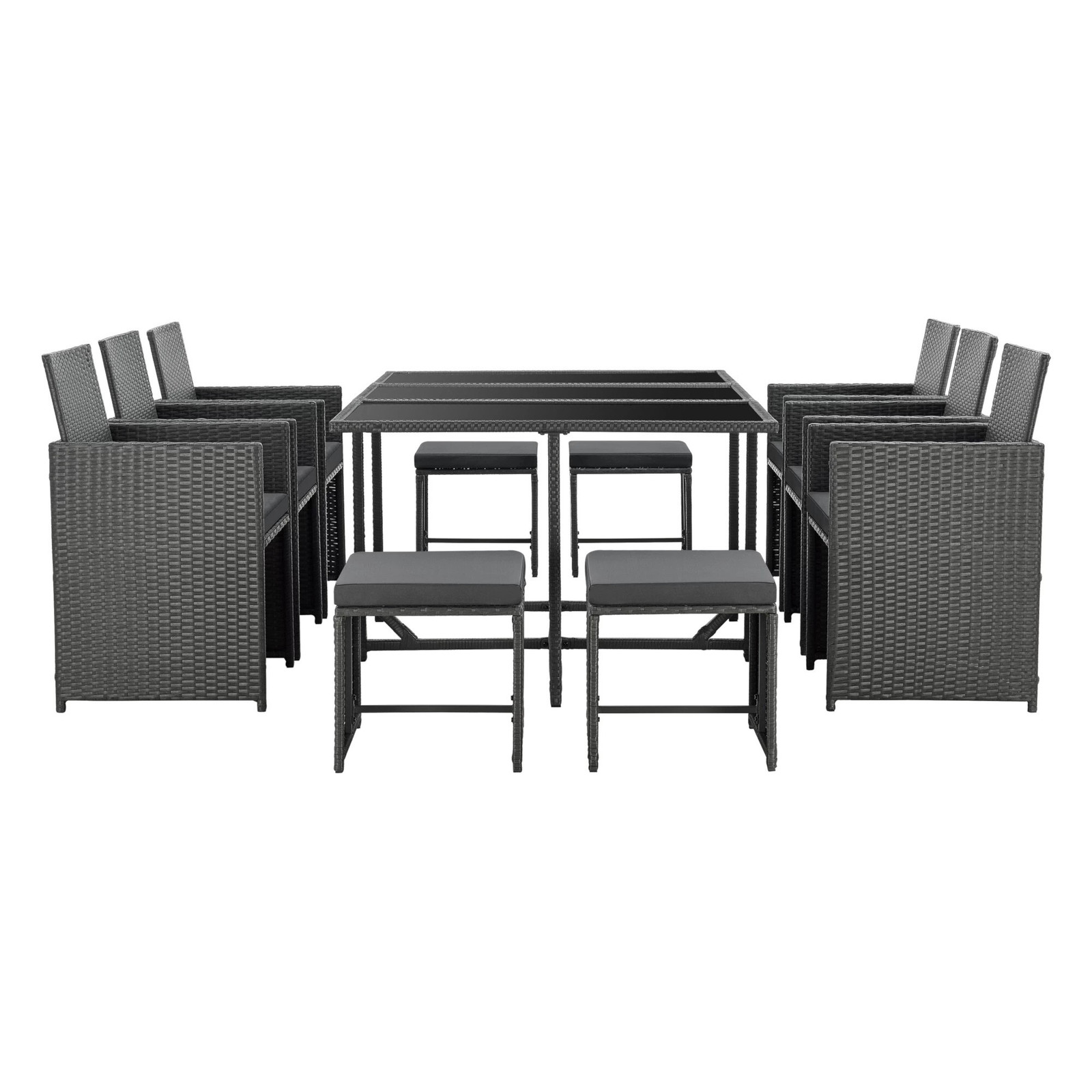 And OutdoorMatch Elegante tuinset Hella - 11-delig loungeset - donkergrijs - staal en gehard glas
