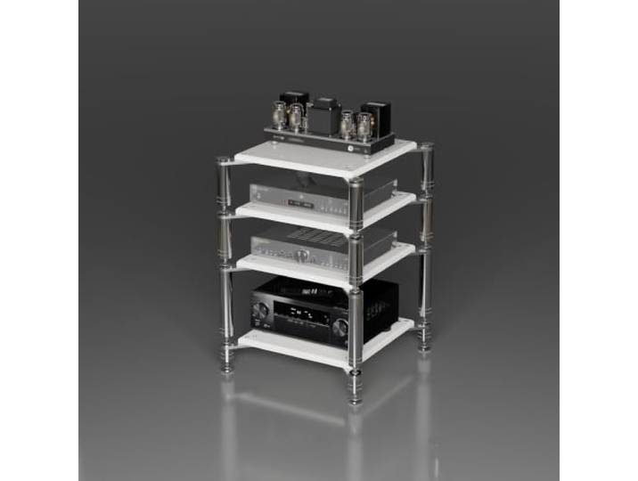 YHTCSXMD HiFi Rack, Audio Rack, 1–4 Ebenen mit dicken Holzablagen Modulares Design mit Entkopplungsspitzen für Verstärker und HiFi-Geräte, ideal für Medienbereiche und HiFi-Hörräume