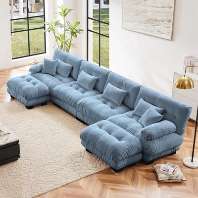 Abrihome Modern Chenille U-shaped Modular Free Combination Sectional Sofa with 2 Ottomans