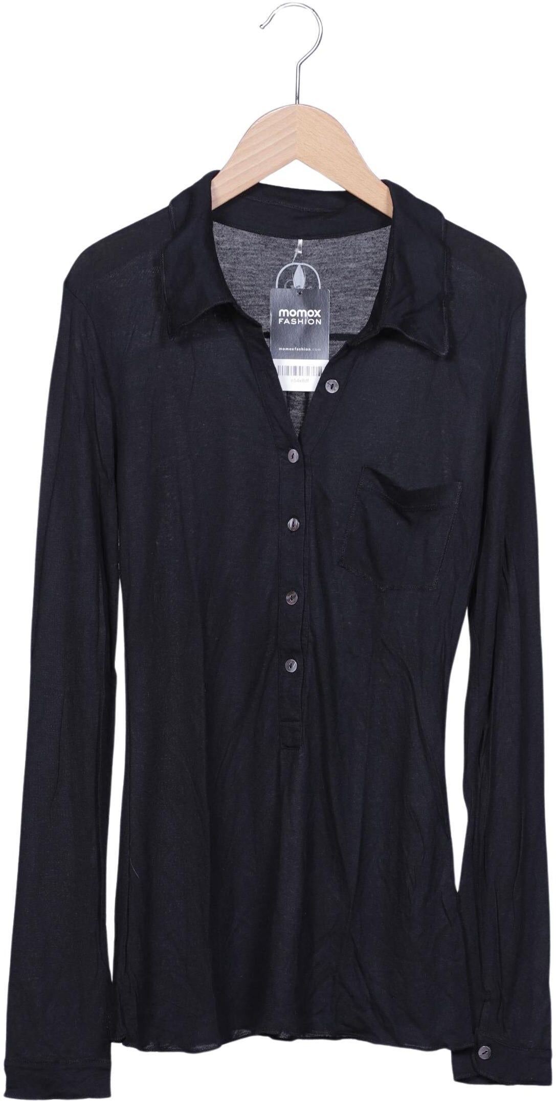 Villa Gaia Damen Poloshirt, Schwarz, Gr. L, Modal / Kaschmir - Second Hand