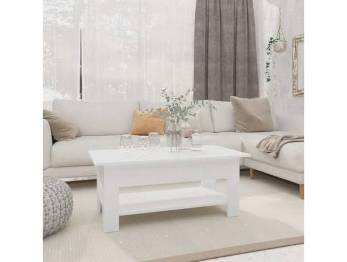 TEKGHUT Couchtisch Weiß 102x55x42 cm Holzwerkstoff mit Ablage Zweistufiges Design, untere Ablage, robuste Tischplatte, modern, langlebig