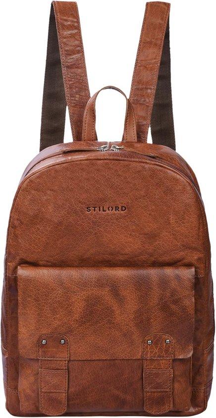 Vintage-Rucksack aus Leder für Damen und Herren - Großer Tagesrucksack für Schule und Universität mit Fach für Laptops bis 13,3 Zoll