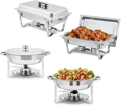 Garvee 8 Qt Rectangle & 5 Qt Round Chafing Dish Buffet Set