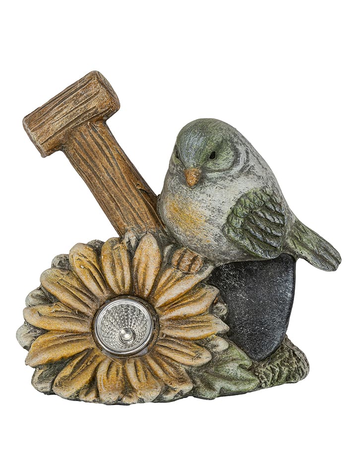 HGD Holz-Glas-Design Gartenfigur "Vogel" in Braun/ Bunt - (B)13,5 x (H)13 x (T)9,5 cm - onesize