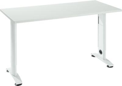 Home Office Tisch Login, C-Fuß, B 1300 x T 650 mm, lichtgrau/verkehrsweiß