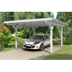 Skan Holz Carport Odenwald 428 x 541cm weiß Holzcarport