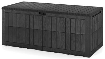 Costway 180 Gal Outdoor Deck Box All-Weather Lockable Storage Bin with Lid and Handles-Black