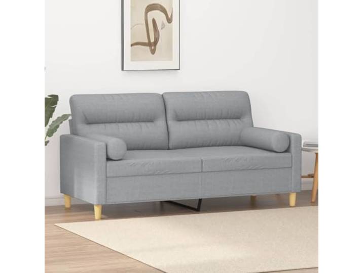 HEFZGDB Modernes 2-Sitzer-Sofa mit Zierkissen 140 cm Hellgrau Strapazierfähiger Stoff Abnehmbare Bezüge Robustes Metallgestell Bequem Polsterung Wohnzimmer Möbel