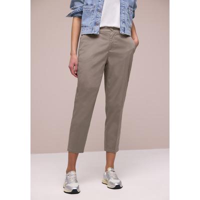 Chinohose STREET ONE, Damen, Gr. 44, Länge 28, beige (schwarz tumbled beige), Web, 97% Baumwolle, 3% Elasthan, unifarben, comfort fit normal, Hosen Chinohose, soft