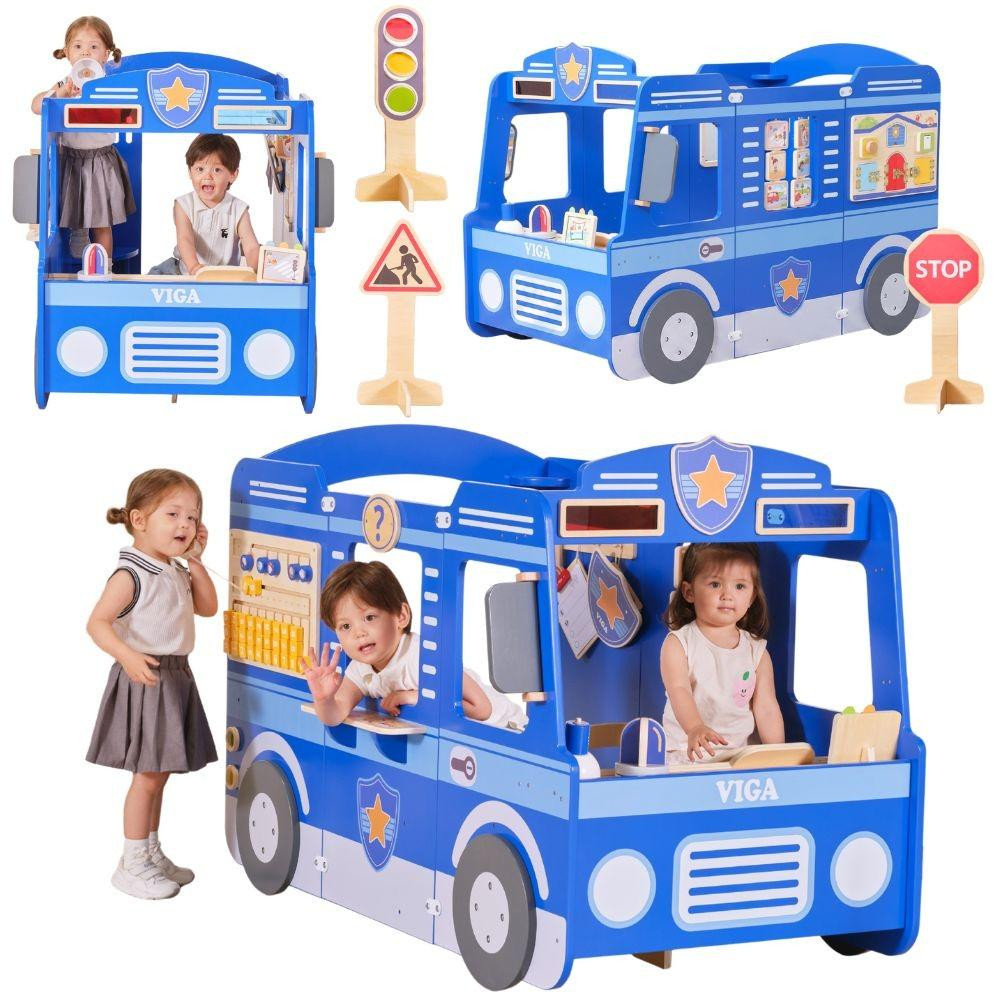 Vigatoys Grote Houten Politieauto Educatieve Set voor Kinderen
