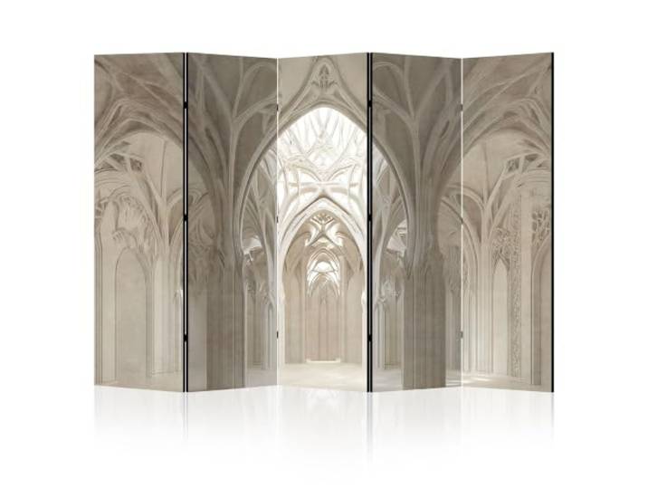 LUMASOUL Paravent Raumteiler Innen beidseitig Bedruckt 225x172 cm 5 teilig beide Seiten mit Motiv, bedruckte Rückseite, faltbar, freistehend und dekorativ Architektur