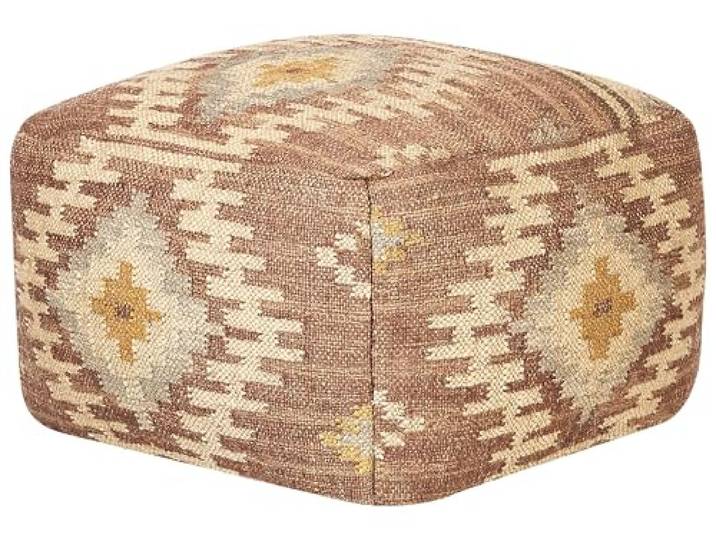 Pouf Jute und Wolle rot / bunt quadratisch 50x50x30 cm orientalisch Beel