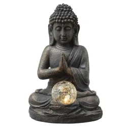 MARELIDA LED Solar Buddha Gartenfigur Buddhafigur Terrasse H: 27cm Lichtsensor