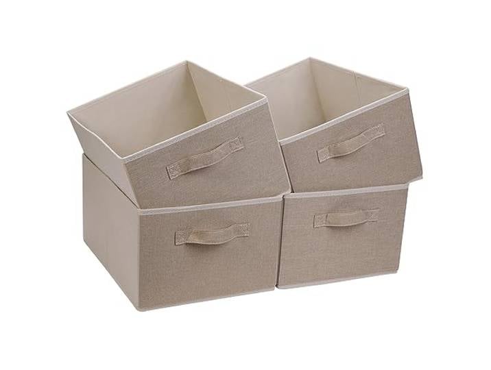 BOMKEE Kallax Lot de 4 Boîtes Boite Rangement Tissu Vetement\, Boite de Rangement Pliable Avec Poignée pour Vêtements\, Enfant Jouets\, Livres (39 x 29 x 20 cm)