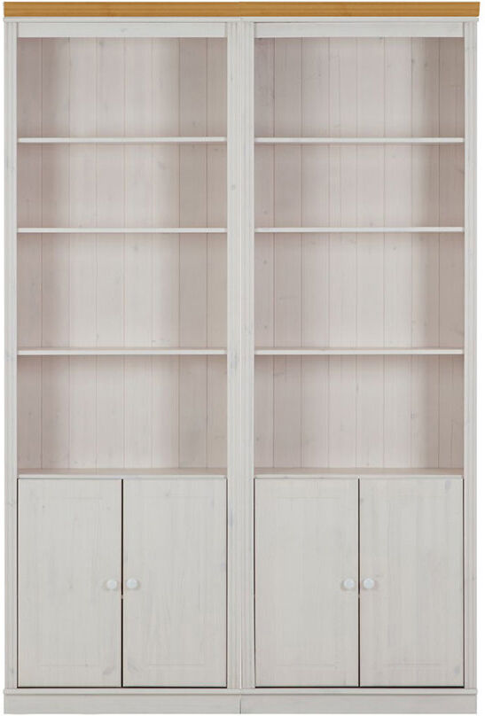 Rosalind Wheeler Dejarae 223cm H x 148cm W Library Bookcase White/Natural