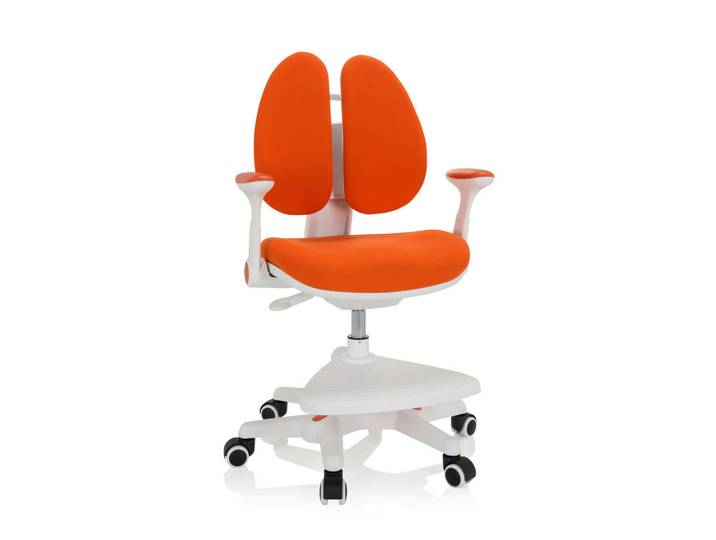 Mid.you Jugenddrehstuhl, Orange, Weiß, Kunststoff, Drehkreuz, 56x88x52 cm, Bezug abnehmbar, ergonomische Rückenlehne, Arbeitszimmer, Bürostühle, Jugendschreibtischstühle & Kinderschreibtischstühle