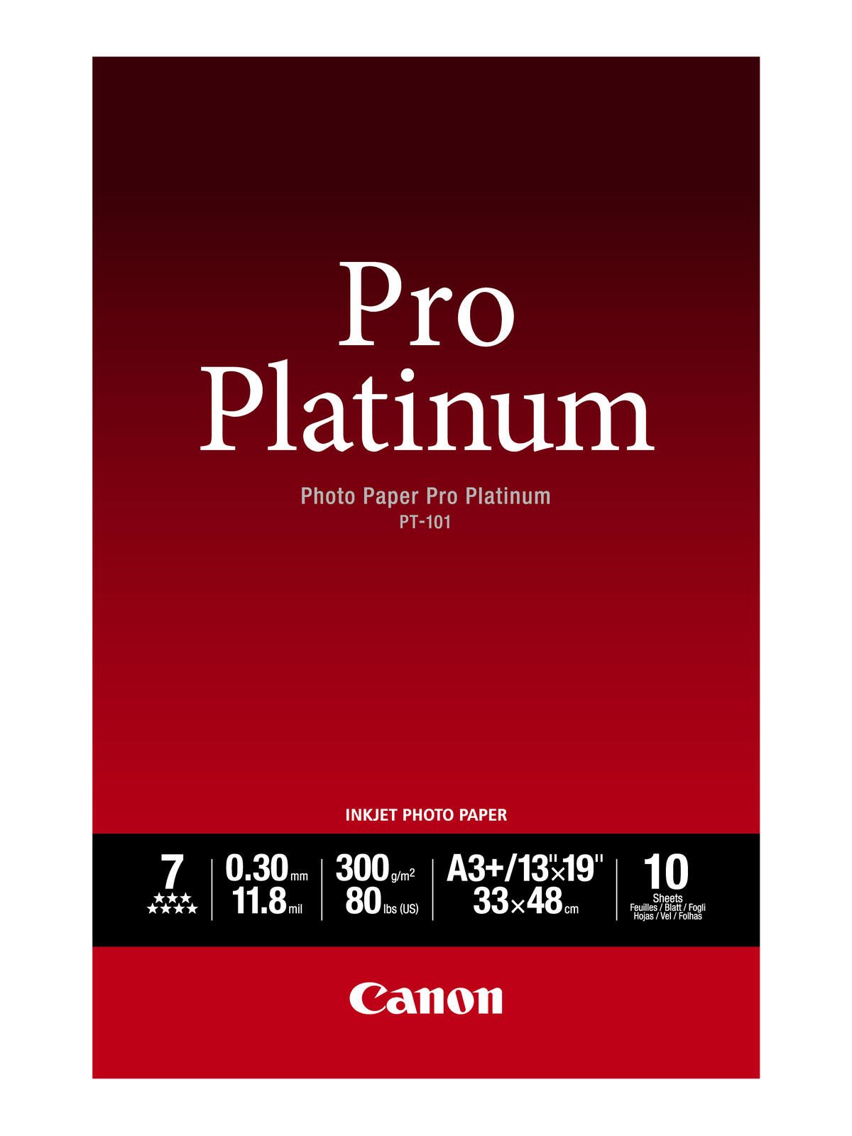 Canon PT-101 Pro Platinum Fotopapier glänzend A3+ 330x480mm 300 g/m² - 10 Blatt 2768B018