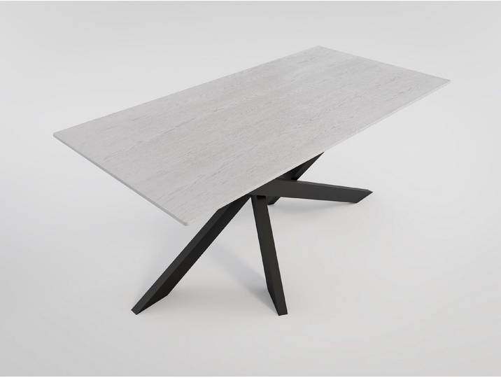 Magnolia Home Esstisch Esstisch ELLEN 160x80cm Eiche Furnier weiß lackiert schwarzes Kreuzges
