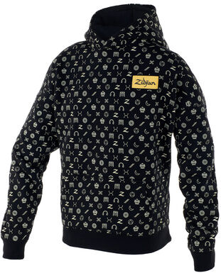 Zildjian Icon Hoodie L Schwarz mit goldenem Muster