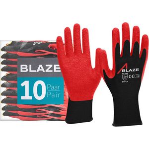 ACE-Instruments Arbeitshandschuhe Blaze, Nitril-Beschichtung, schwarz-rot, Gr. 7/S, 10 Paar