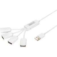 Slim Spider USB-Hub, USB-A 2.0 Stecker > 4x USB-A Buchse weiß, 1 Meter