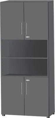 Schäfer Shop Select Kombischrank Start Off, 6 OH, 4 OH m. Tür, abschließbar, B 800 x T 420 x H 2240 mm, graphit/graphit