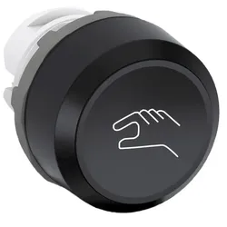 ABB MP1-7106 Drucktaster, schwarz, bedruckt, flach-tastend, Frontring schwarz Kunststoff, Hand-Symbol in weiss, nicht beleuchtbar 1SFA611100R7106
