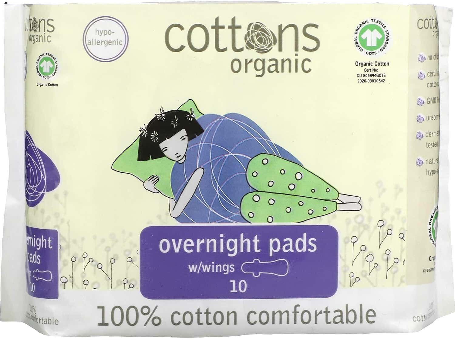 COTTONS Compresa Noche con Alas 10 uds