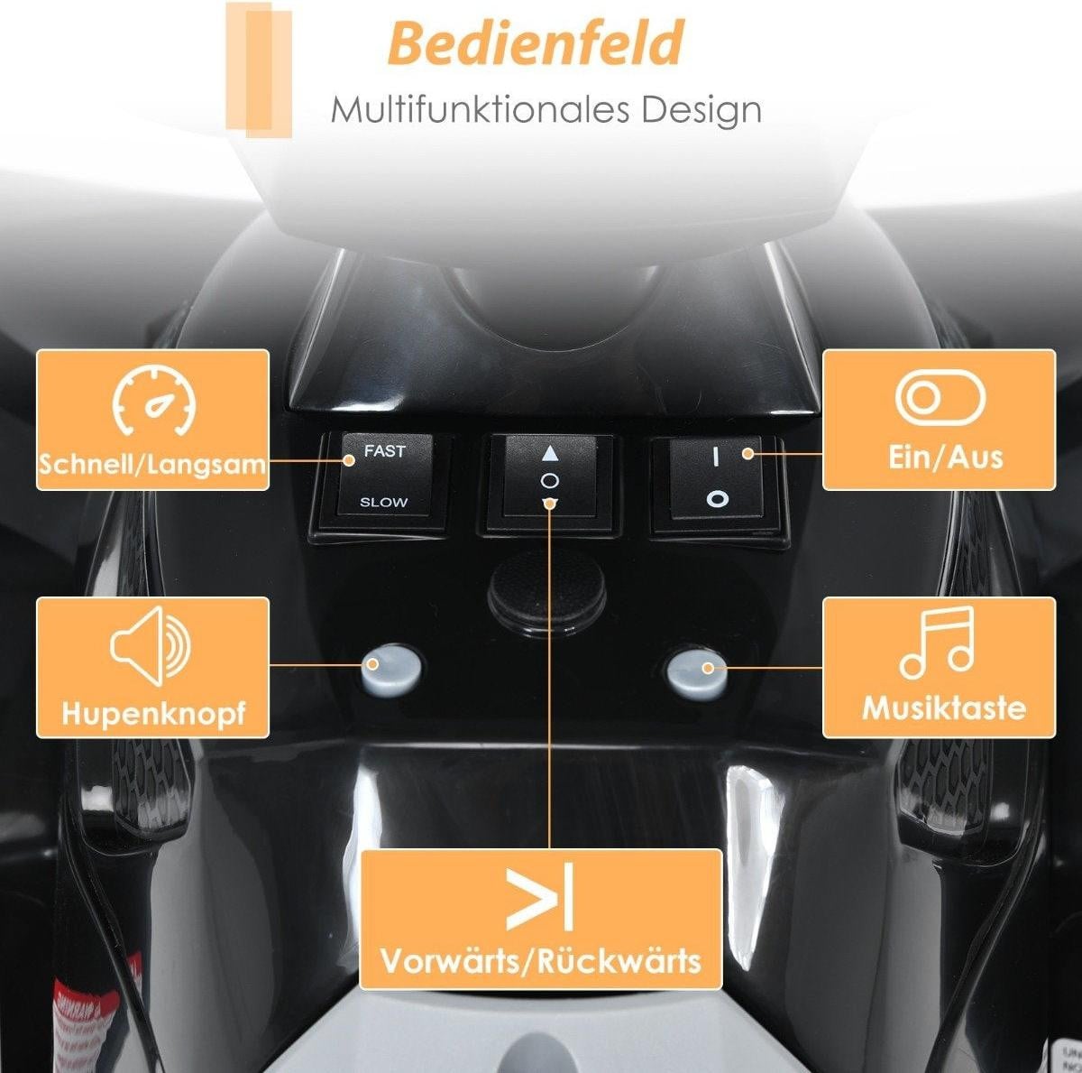 Northix Elektrische kinderquad 12V met muziek, claxon en LED-verlichting
