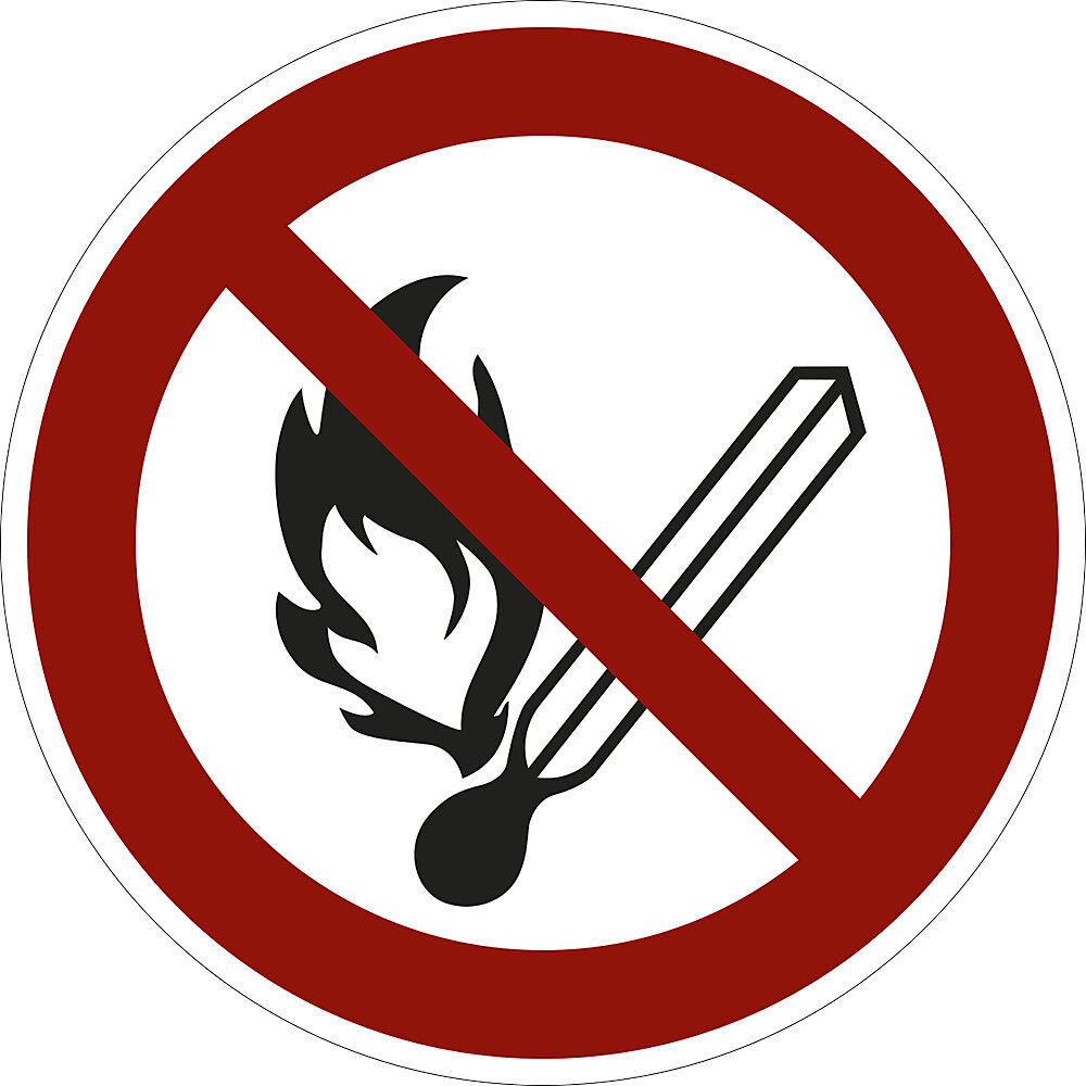 kaiserkraft Verbotszeichen, Feuer, offenes Licht und Rauchen verboten, VE 10 Stk, Kunststoff, Ø 200 mm