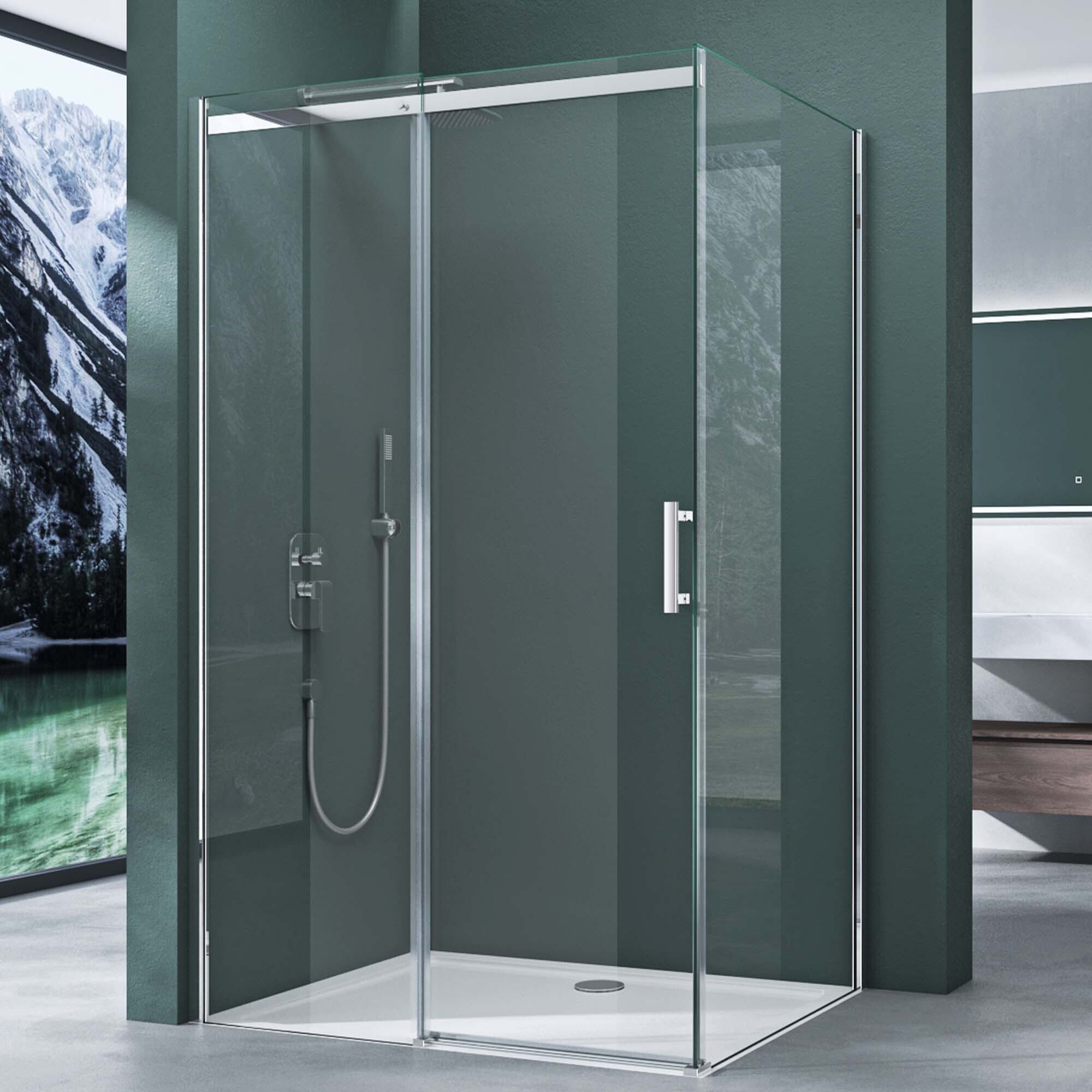 Mai & Mai Duschkabine Duschabtrennung 8mm Sicherheitsglas mit NANO 80x120cm Eck-Dusche mit Schiebetür Ravenna18