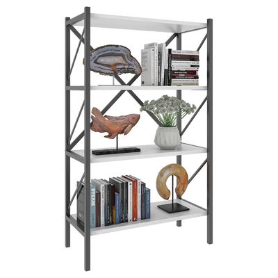 Standregal VCM "Holz Metall Stand Regal Büro Bücher Insasi 4fach", weiß, B:66cm T:34cm, Regale, Standregal