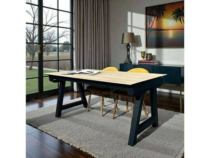 Table repas extensible en céramique 160/170 LOMBARDIE - Aspect bois