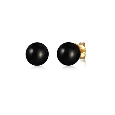 Paar Ohrstecker NENALINA "Ohrringe Basic Synthetische Perle 925 Silber" Gr. 8, gold, Ohrringe, Damen, 8, ohne Stein, Silber 925 (Sterlingsilber)