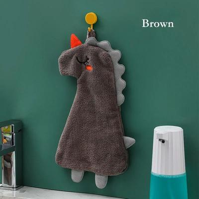 Uplifted Finds Cute Cartoon Cat Hand Towel Thickened Kitchen Bathroom Coral Velvet Home Quick Drying Dishcloth brown
