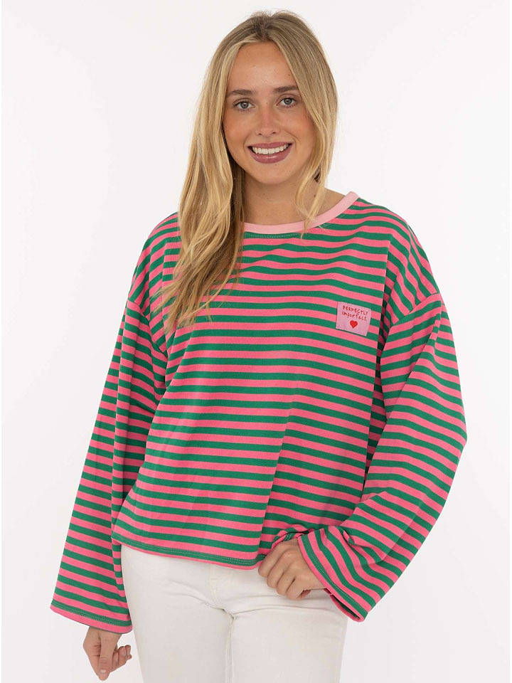 Zwillingsherz Longsleeve "Perfectly Imperfect" in Pink/ Grün - onesize