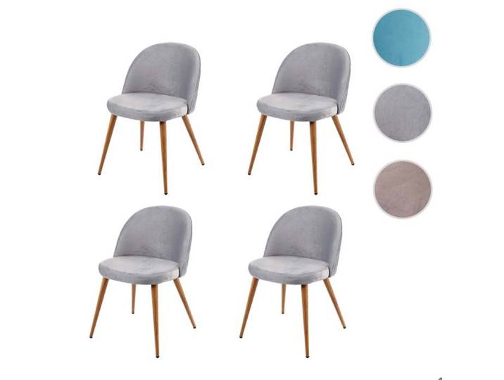 MCW 4x chaise de salle à manger MCW-D53 en velours gris clair