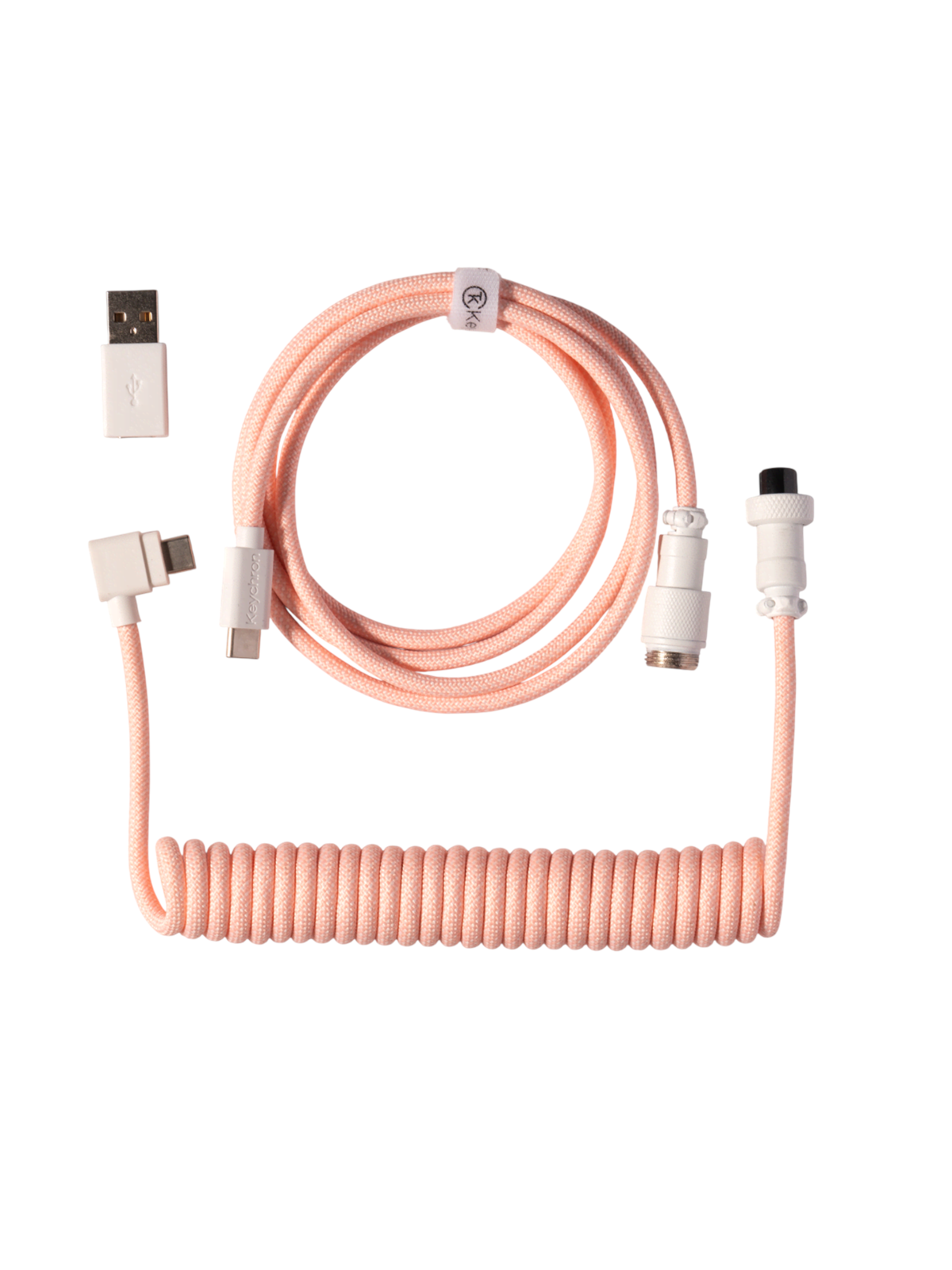 Keychron Gewendeltes Aviator USB 8K-Kabel, abgewinkelt (Light Pink) - Tastaturkabel - Pink