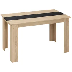 HOMCOM Rechteckiger Esstisch für 4 bis 6 Personen, moderner Küchentisch, 120 x 69 x 75 cm, stabile dreieckige Beine, Eiche und Schwarz