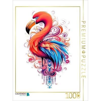 CALVENDO Puzzle Flamingo im Tattoo Design | 1000 Teile Lege-Größe 64x48cm Foto-Puzzle für glückliche Stunden