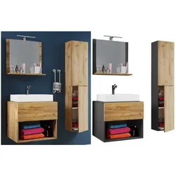 VCM 4-tlg. Waschplatz   Waschtisch Unterschrank Badmöbel Set Waschbecken Lendas II